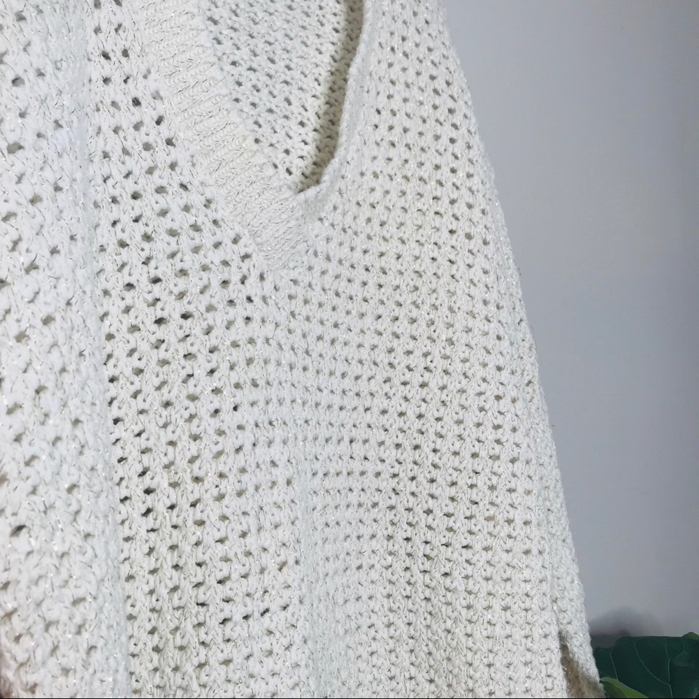 Vintage Shimmer Crop Open Knit Chunky Sweater - Picture 3 of 4